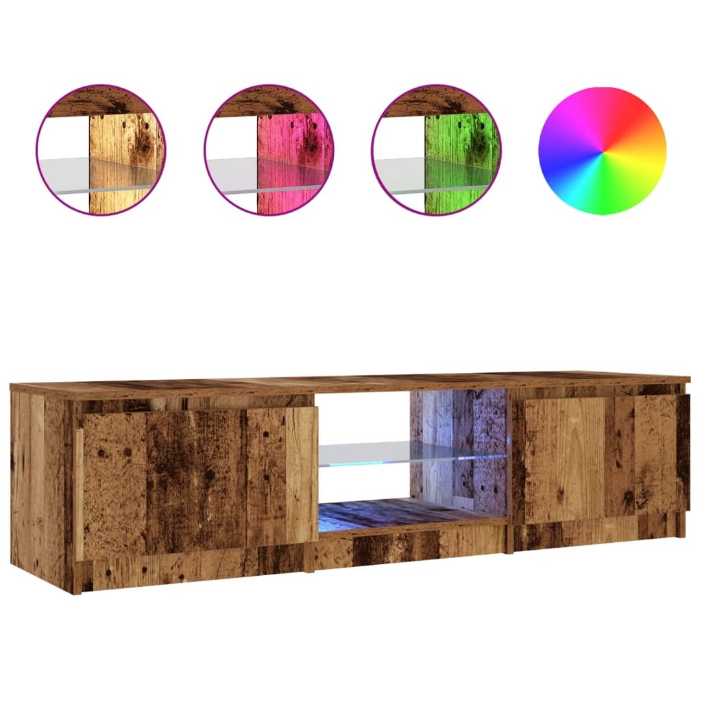 TV Cabinet with LED Lights Old Wood 140x40x36 cm Engineered Wood