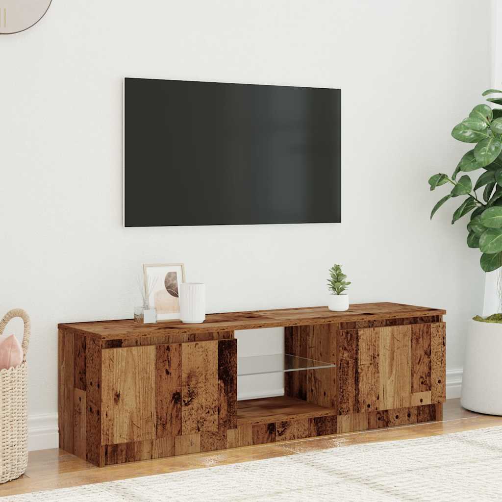 TV Cabinet with LED Lights Old Wood 140x40x36 cm Engineered Wood