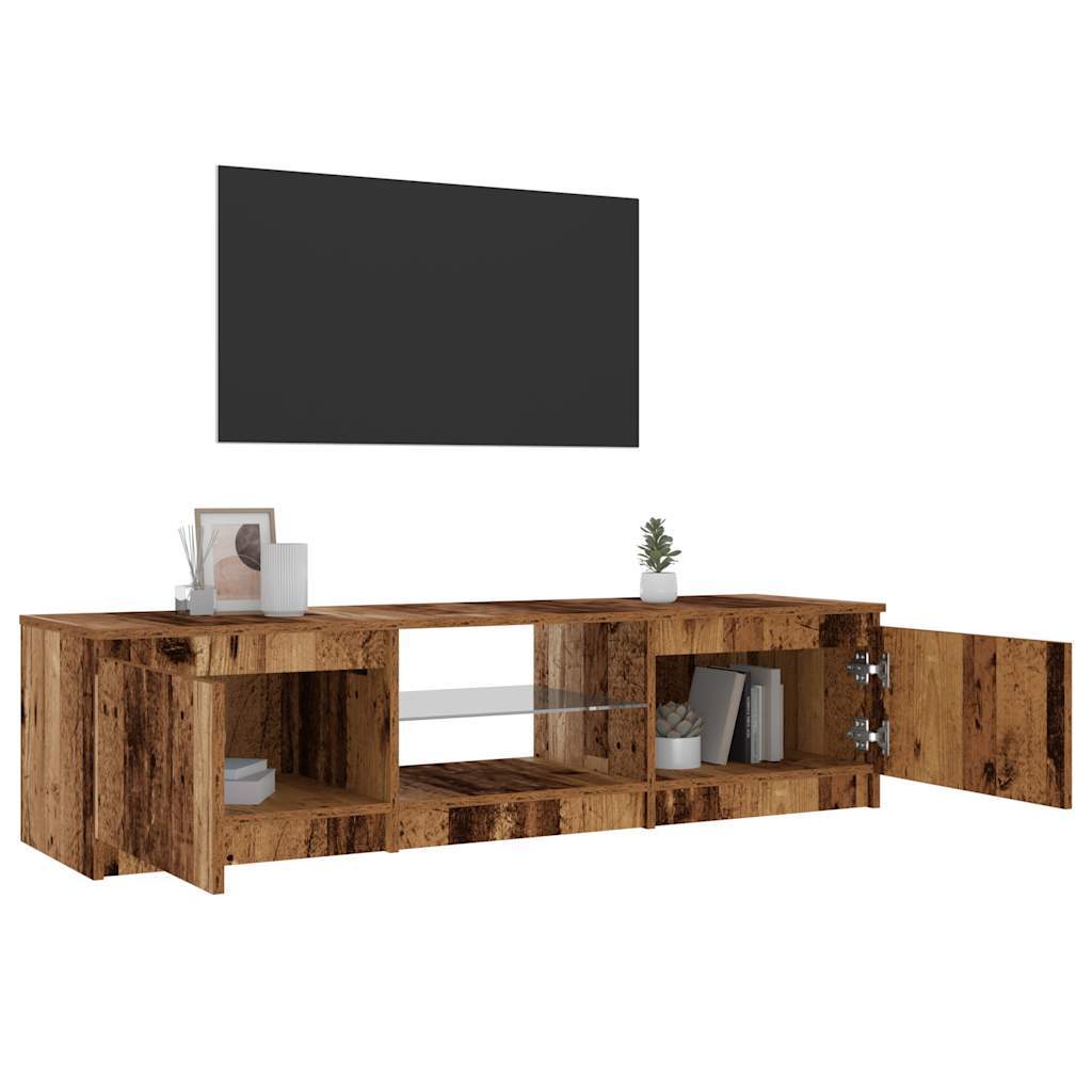 TV Cabinet with LED Lights Old Wood 140x40x36 cm Engineered Wood