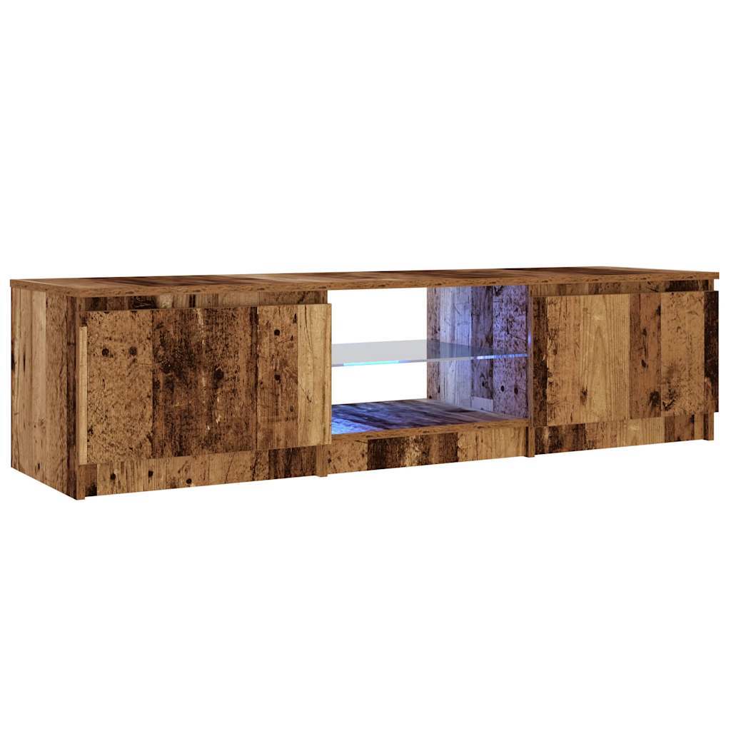 TV Cabinet with LED Lights Old Wood 140x40x36 cm Engineered Wood