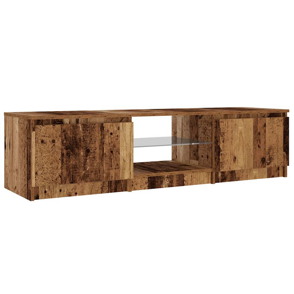 TV Cabinet with LED Lights Old Wood 140x40x36 cm Engineered Wood