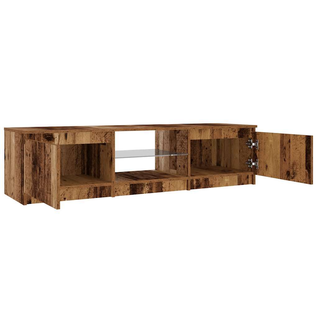 TV Cabinet with LED Lights Old Wood 140x40x36 cm Engineered Wood