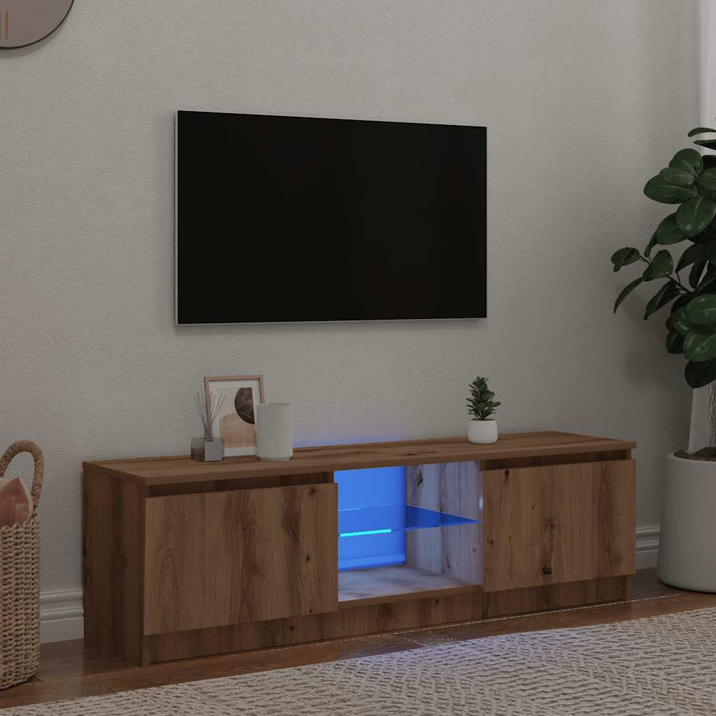 TV Cabinet with LED Lights Artisian Oak 140x40x36 cm Engineered Wood