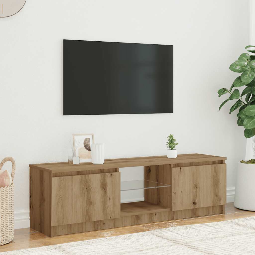 TV Cabinet with LED Lights Artisian Oak 140x40x36 cm Engineered Wood