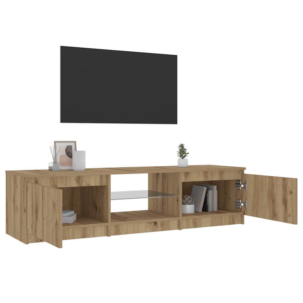 TV Cabinet with LED Lights Artisian Oak 140x40x36 cm Engineered Wood