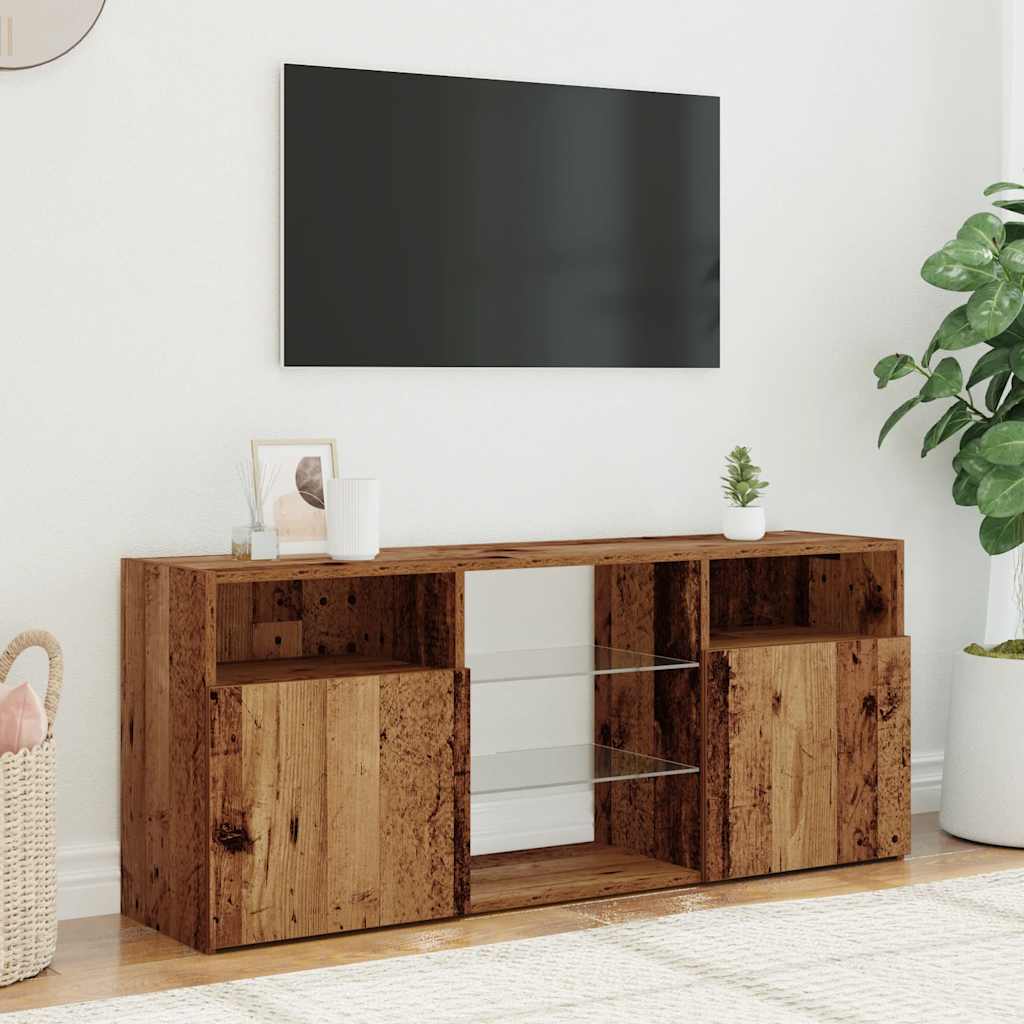 TV Cabinet with LED Lights Old Wood 120x30x50 cm Engineered Wood