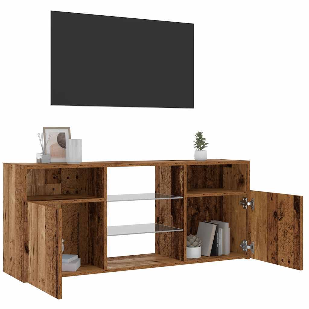 TV Cabinet with LED Lights Old Wood 120x30x50 cm Engineered Wood