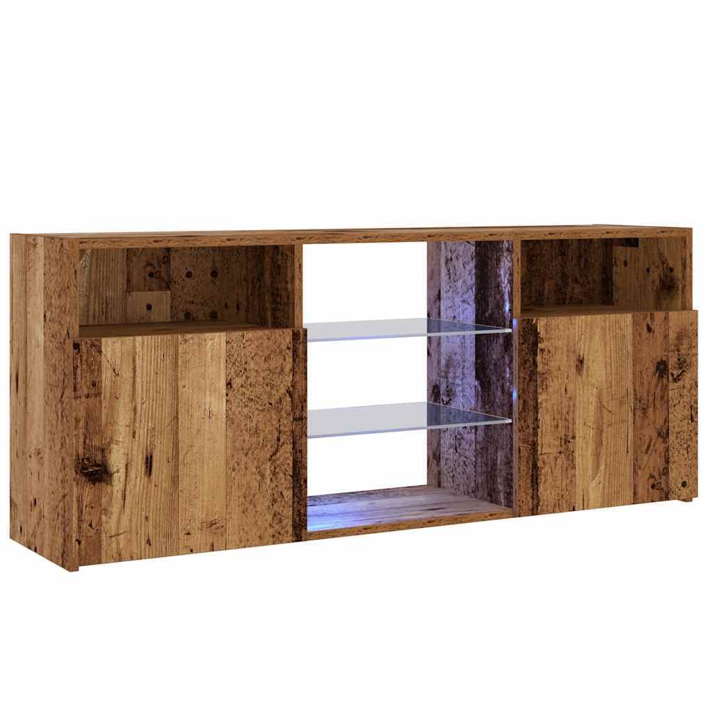 TV Cabinet with LED Lights Old Wood 120x30x50 cm Engineered Wood