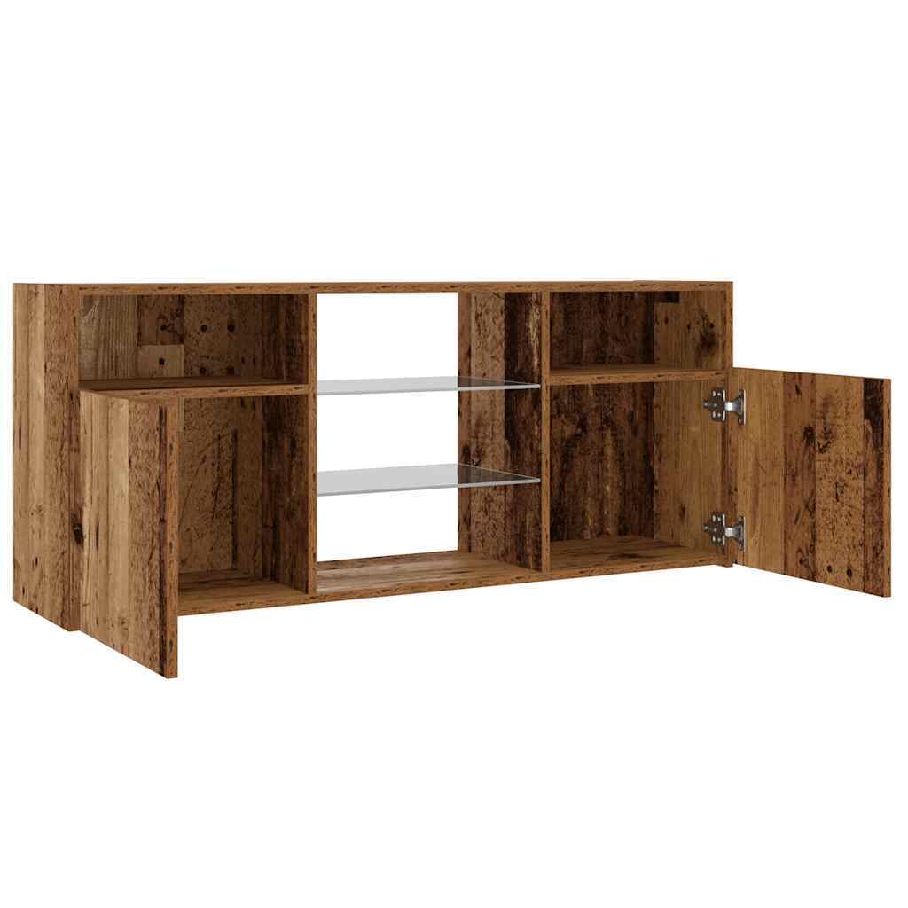 TV Cabinet with LED Lights Old Wood 120x30x50 cm Engineered Wood