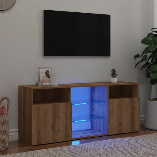 TV Cabinet with LED Lights Artisian Oak 120x30x50 cm Engineered Wood