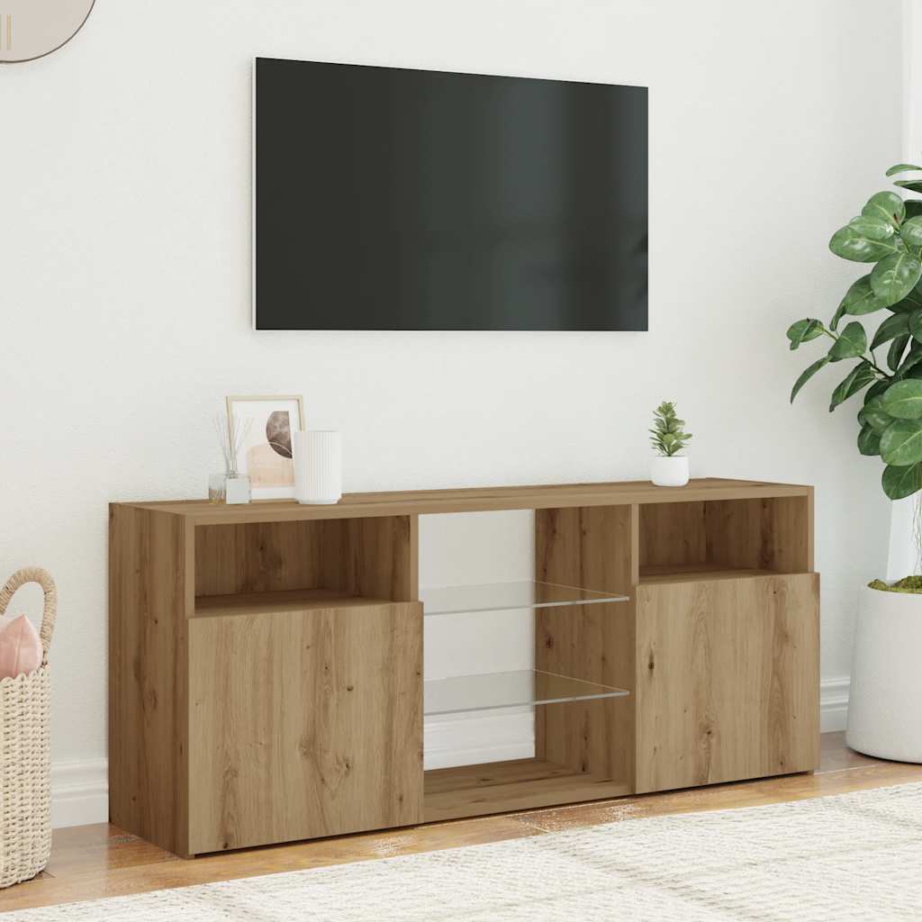 TV Cabinet with LED Lights Artisian Oak 120x30x50 cm Engineered Wood
