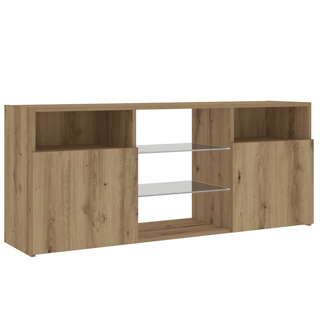TV Cabinet with LED Lights Artisian Oak 120x30x50 cm Engineered Wood