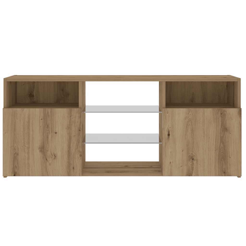 TV Cabinet with LED Lights Artisian Oak 120x30x50 cm Engineered Wood