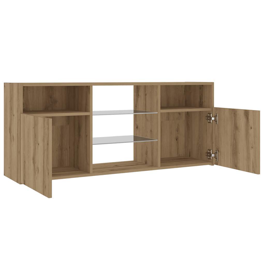 TV Cabinet with LED Lights Artisian Oak 120x30x50 cm Engineered Wood