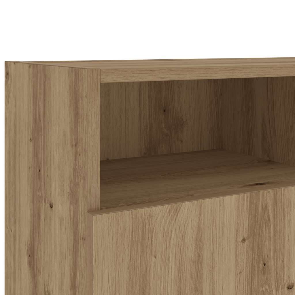 TV Cabinet with LED Lights Artisian Oak 120x30x50 cm Engineered Wood