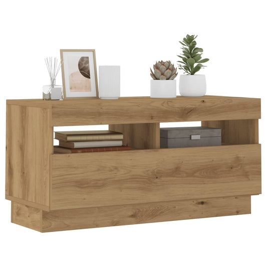 TV Cabinet with LED Lights Artisian Oak 80x35x40 cm Engineered Wood