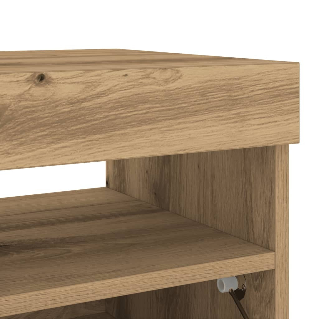 TV Cabinet with LED Lights Artisian Oak 80x35x40 cm Engineered Wood