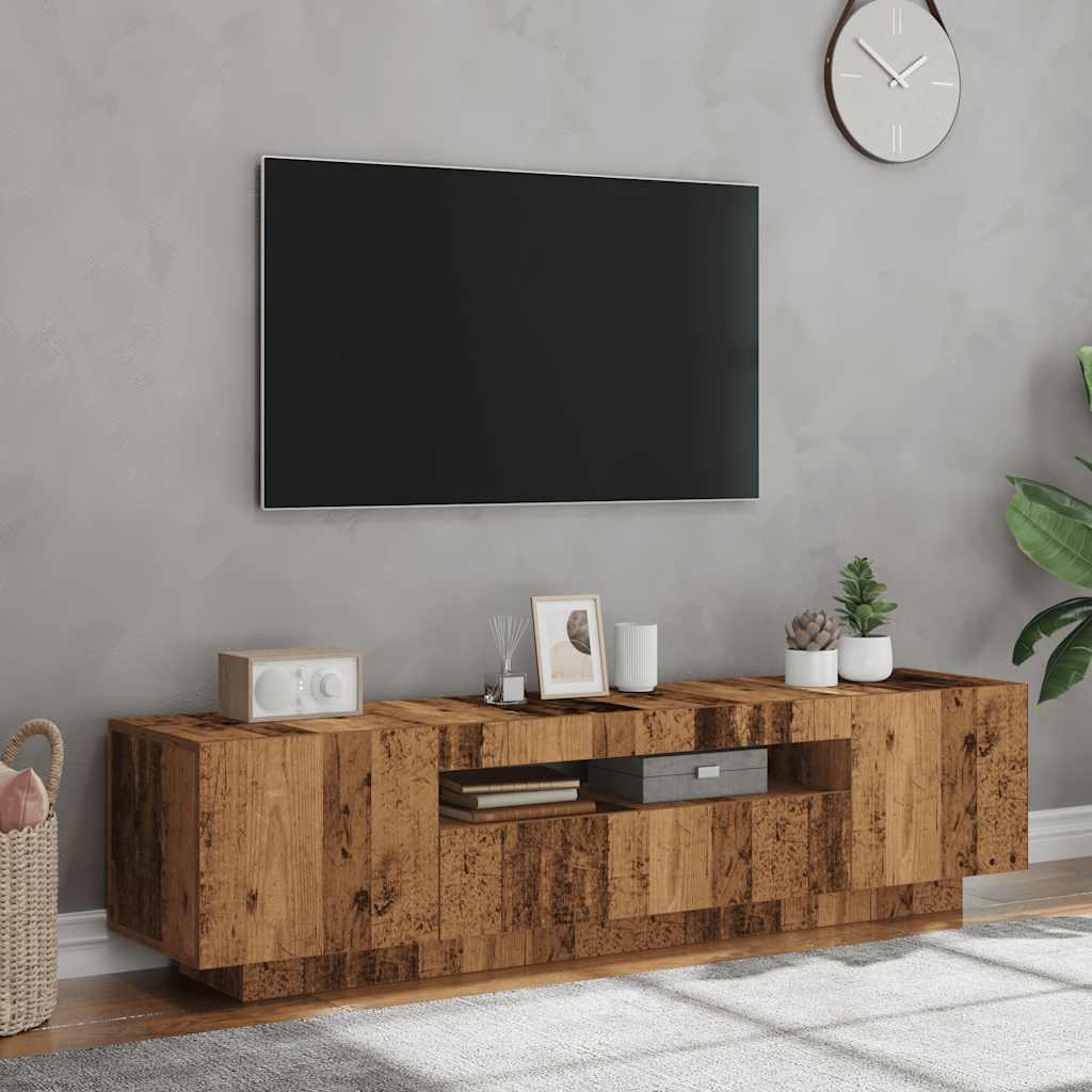 TV Cabinet with LED Lights Old Wood 160x35x40 cm Engineered Wood