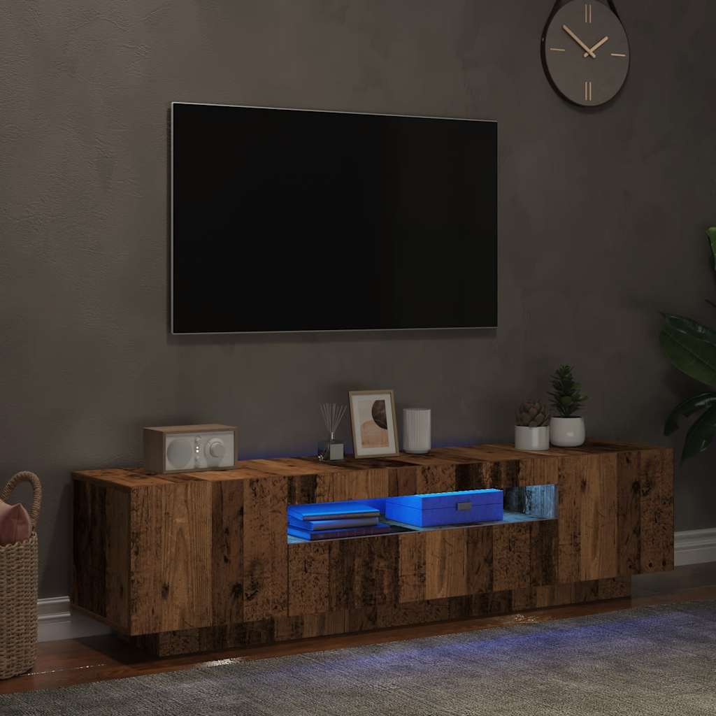 TV Cabinet with LED Lights Old Wood 160x35x40 cm Engineered Wood