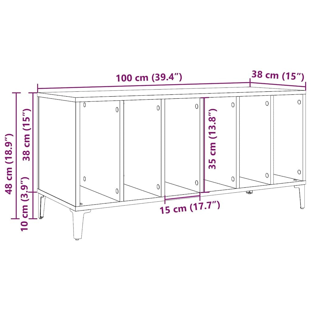 Record Cabinet Artisan Oak 100x38x48 cm Engineered Wood
