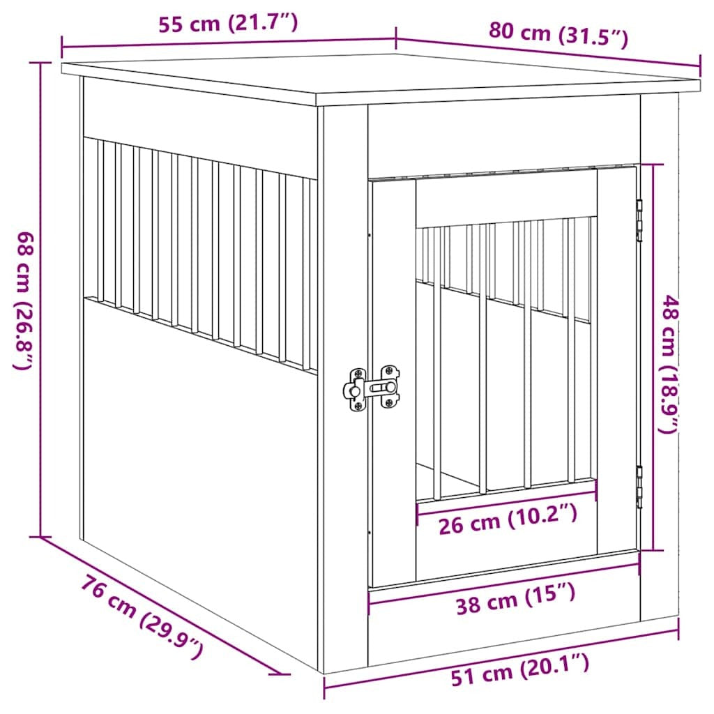 Dog Crate Furniture Old Wood 55x80x68 cm Engineered Wood