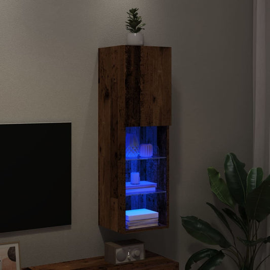 TV Cabinet with LED Lights Old Wood 30.5x30x102 cm