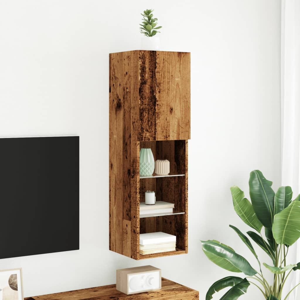 TV Cabinet with LED Lights Old Wood 30.5x30x102 cm