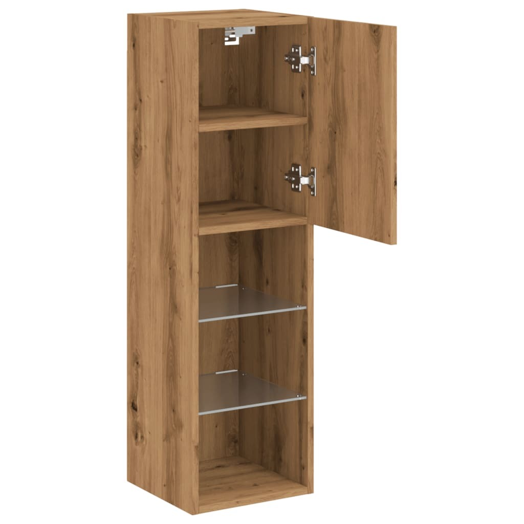 TV Cabinet with LED Lights Artisian Oak 30.5x30x102 cm