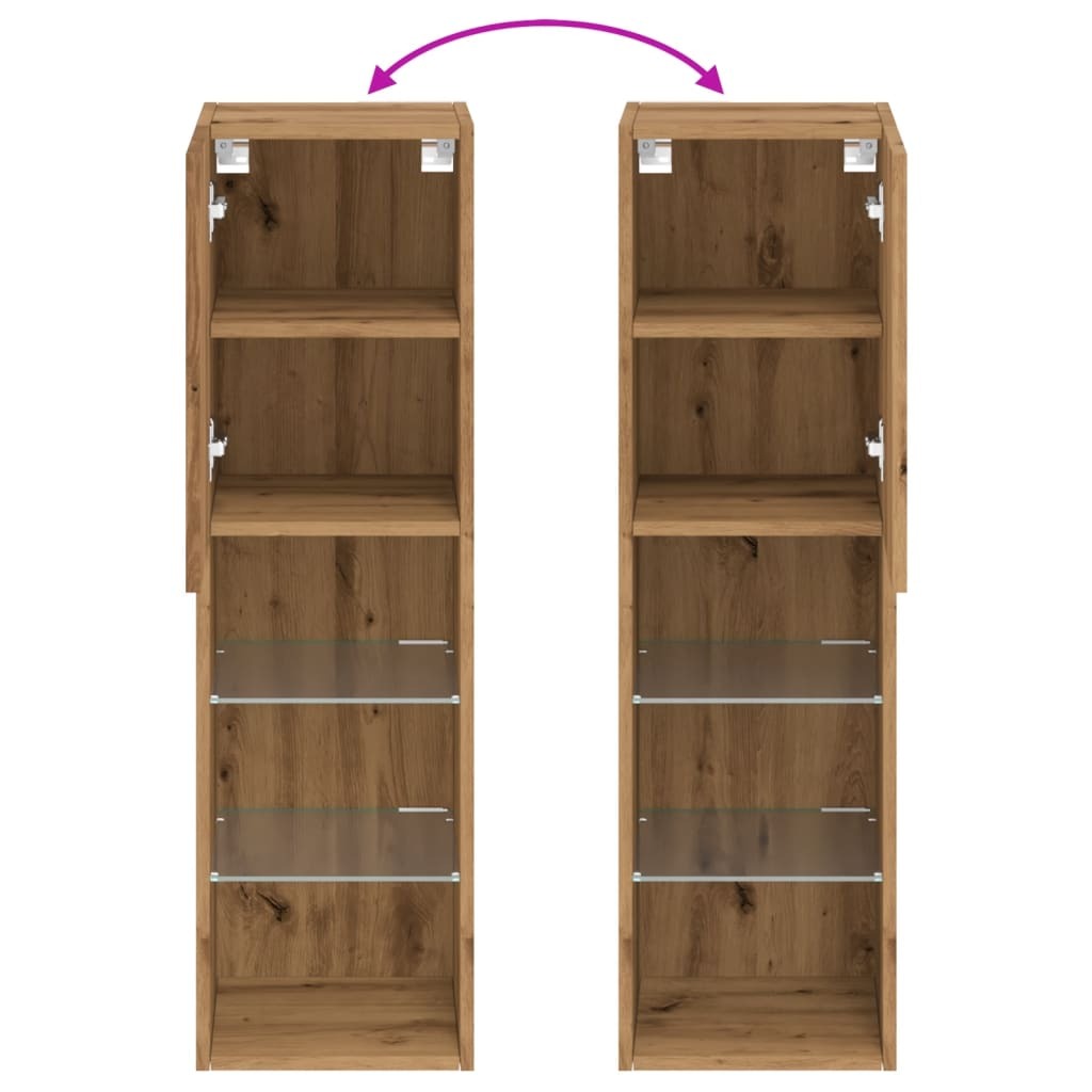 TV Cabinet with LED Lights Artisian Oak 30.5x30x102 cm