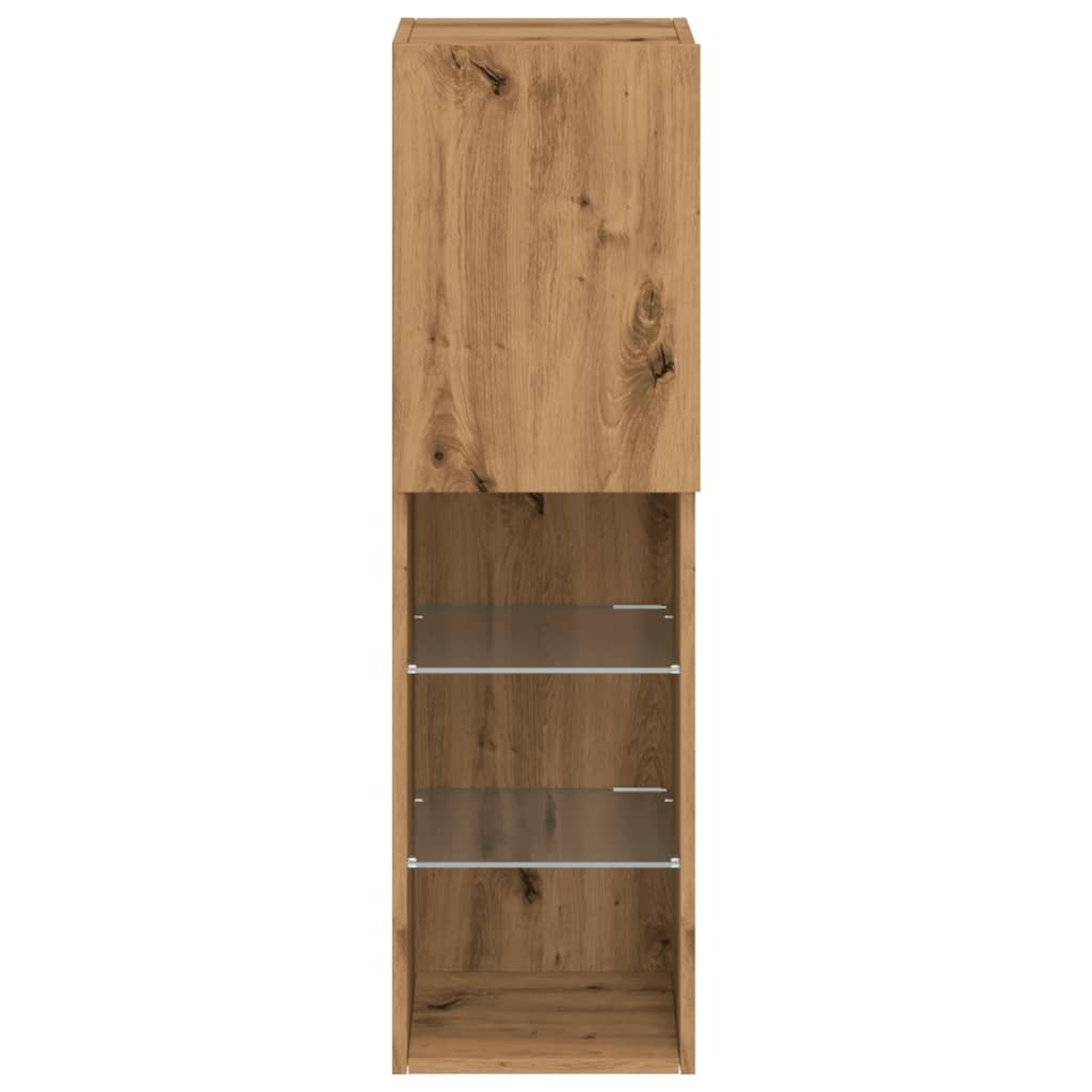 TV Cabinets with LED Lights 2 pcs Artisian Oak 30.5x30x102 cm