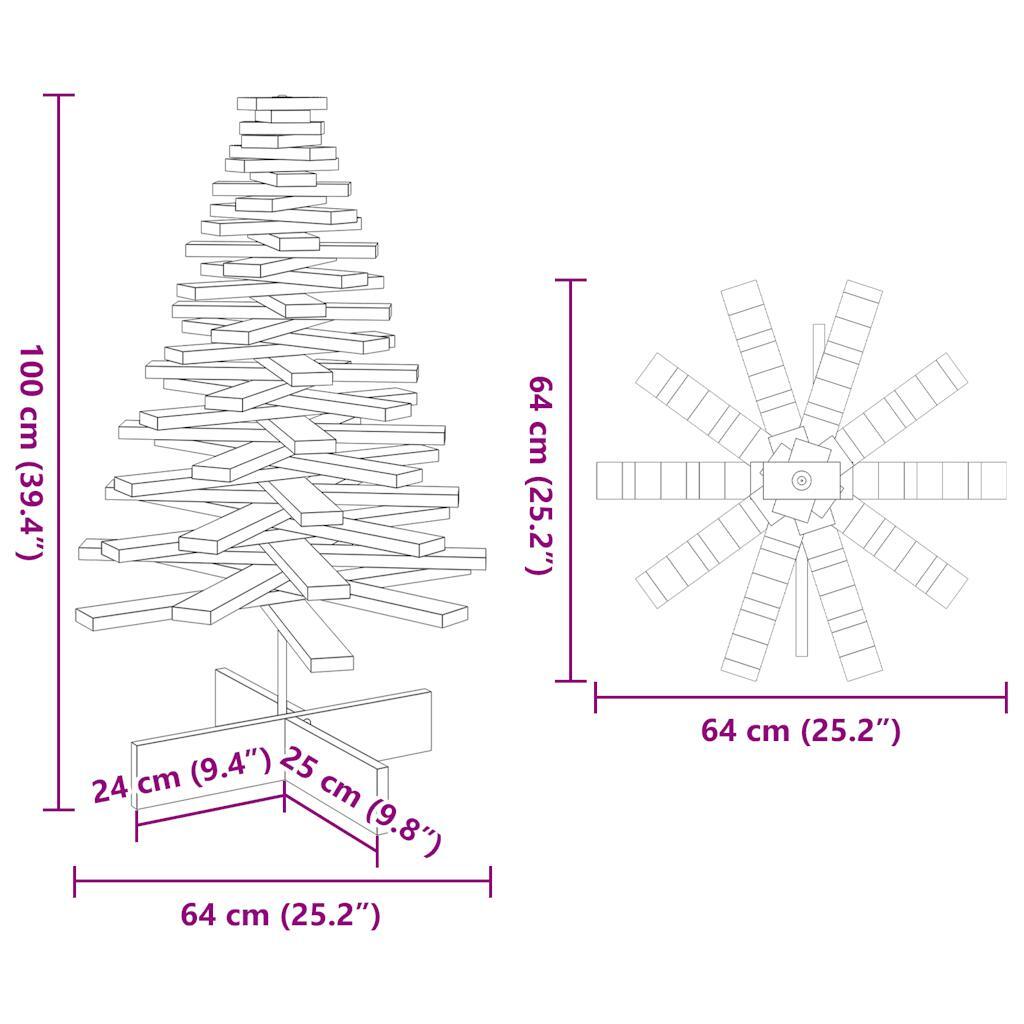 Wooden Christmas Tree for Decoration White 100 cm Solid Wood Pine