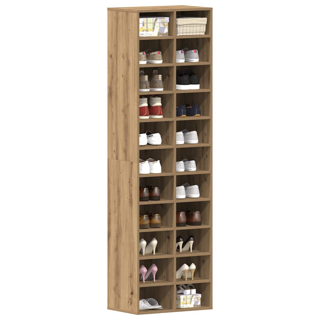 Shoe Cabinet Artisan Oak 54x34x183 cm Engineered Wood