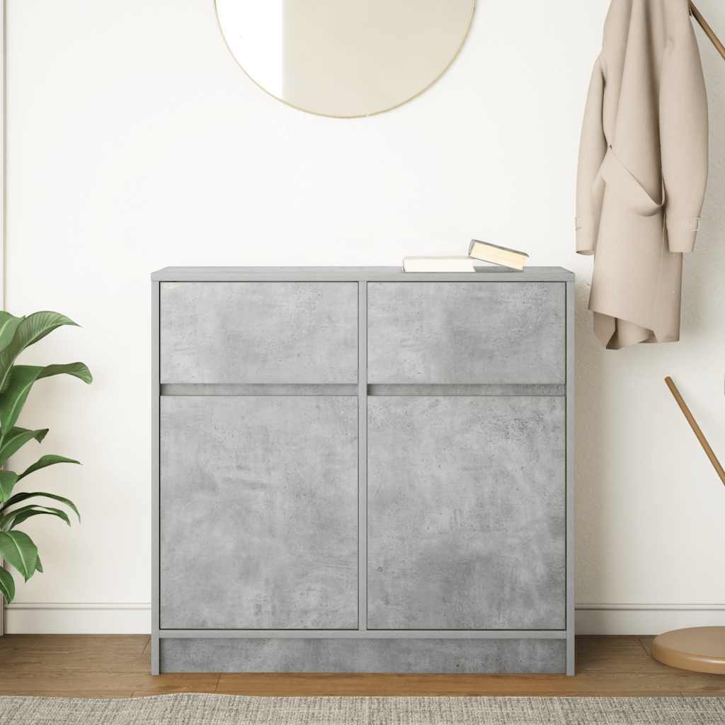 Sideboard with Drawer Concrete Grey 80x34x76 cm Engineered Wood