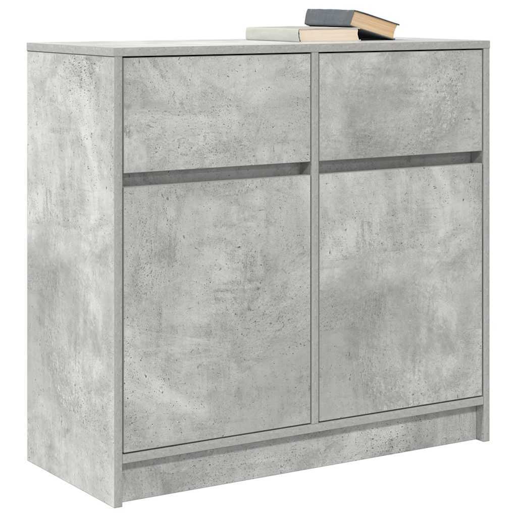 Sideboard with Drawer Concrete Grey 80x34x76 cm Engineered Wood
