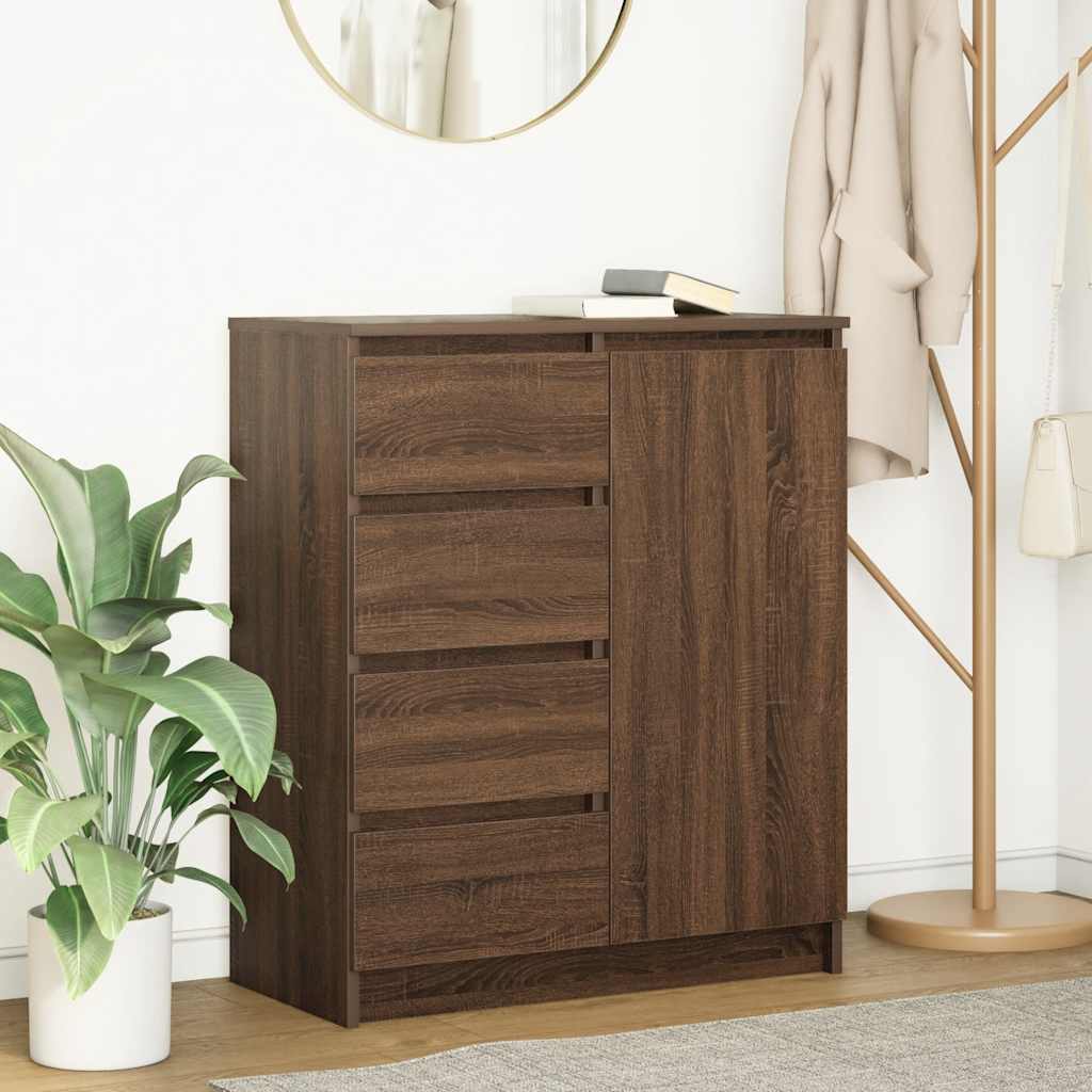 Sideboard with Drawers Brown Oak 71x35x84 cm Engineered Wood