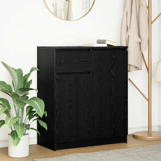 Sideboard with Drawer Black Oak 71x35x84 cm Engineered Wood