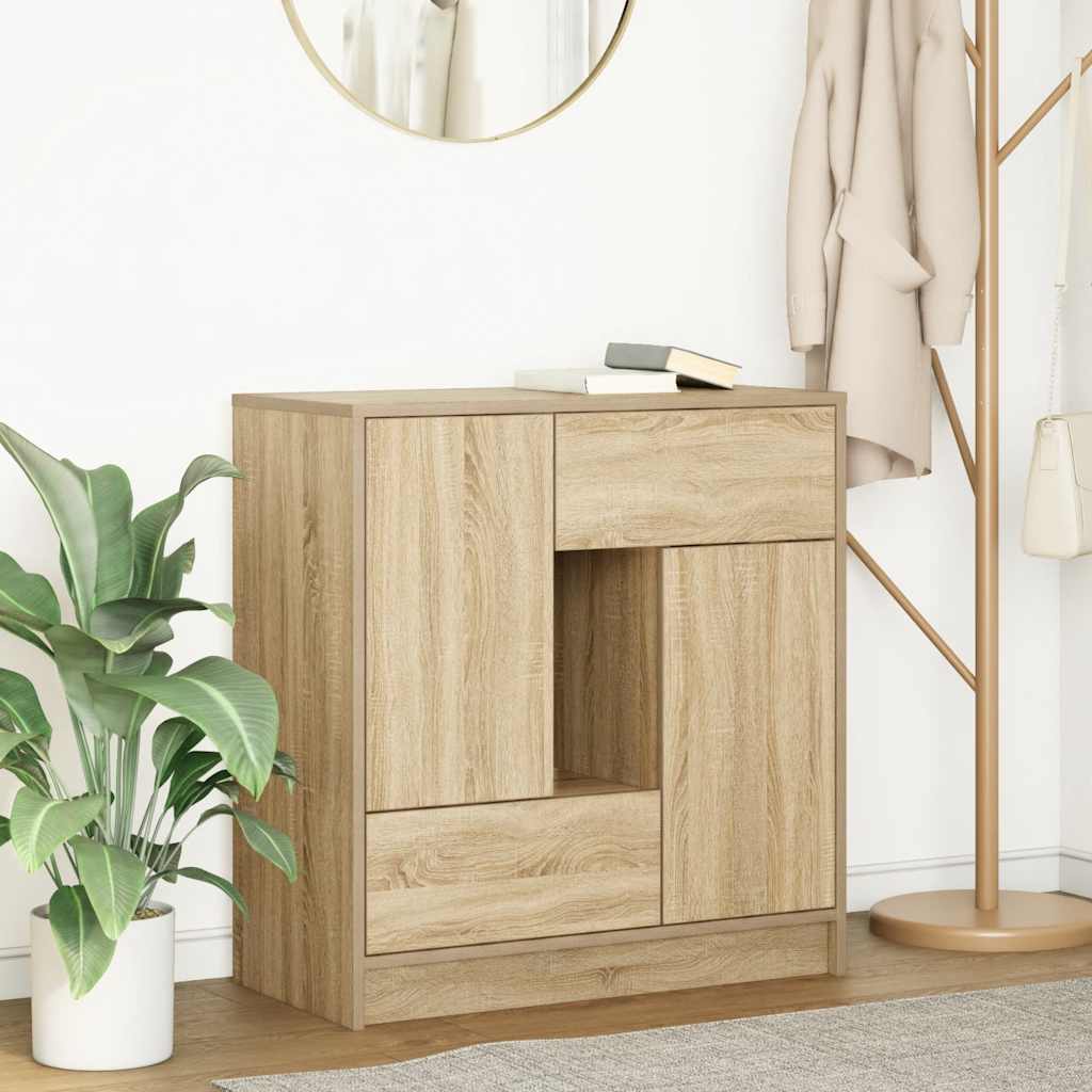 Sideboard with Drawers and Doors Sonoma Oak 70.5x34x74.5 cm