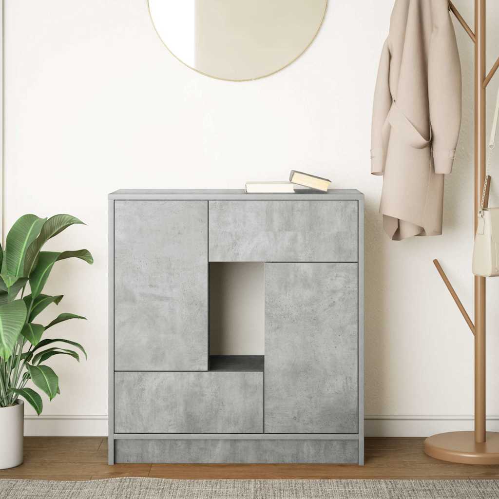 Sideboard with Drawers and Doors Concrete Grey 70.5x34x74.5 cm