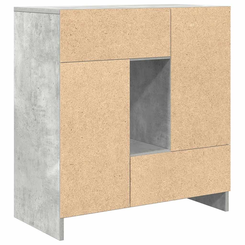 Sideboard with Drawers and Doors Concrete Grey 70.5x34x74.5 cm