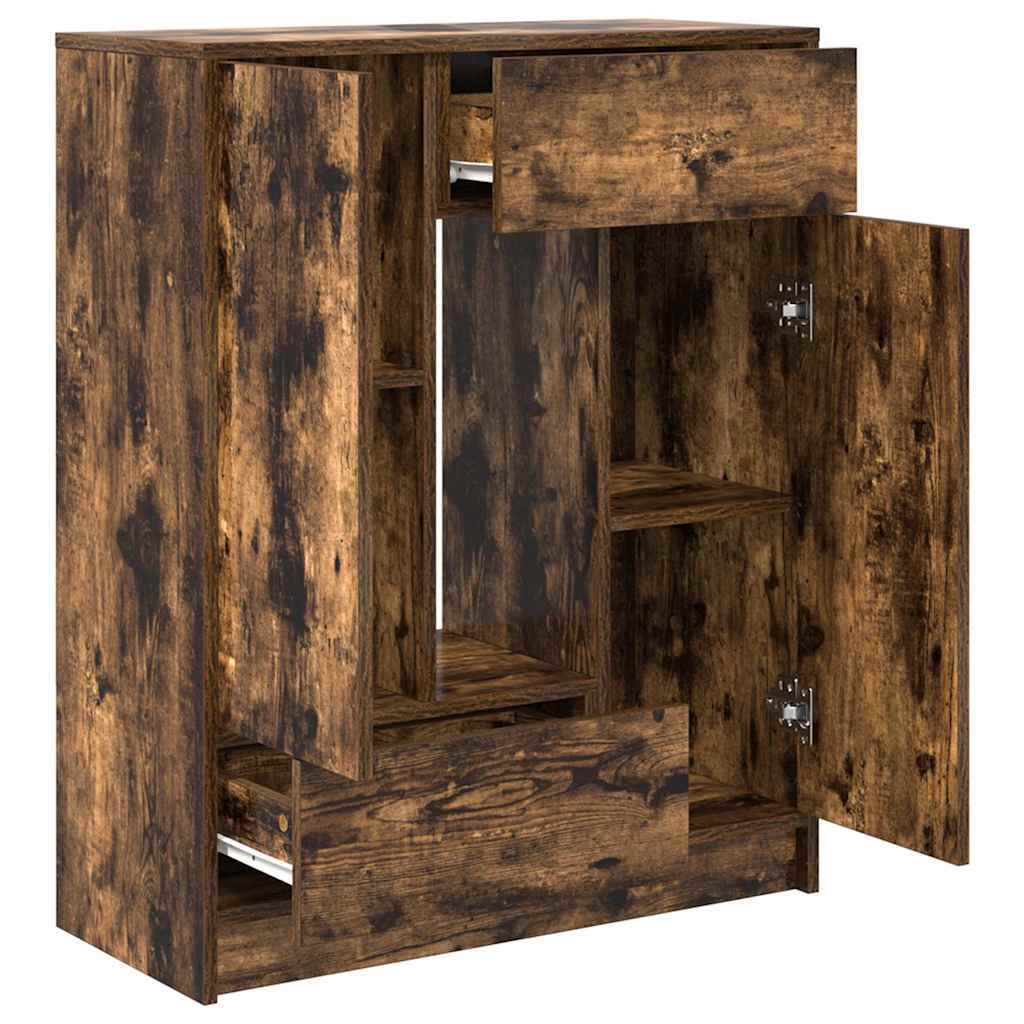 Sideboard with Drawers and Doors Smoked Oak 73x31x90 cm