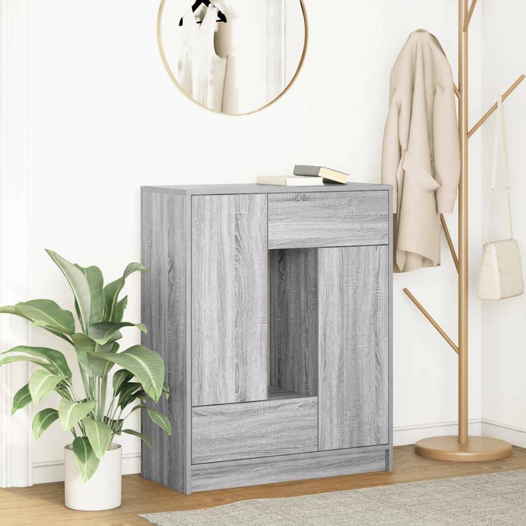 Sideboard with Drawers and Doors Grey Sonoma 73x31x90 cm