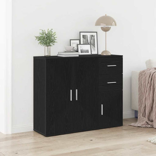 Sideboard Black Oak 91x29.5x75 cm Engineered Wood