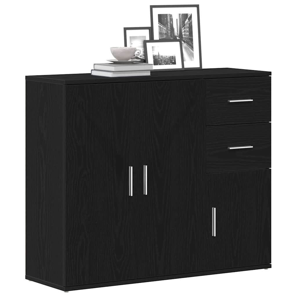 Sideboard Black Oak 91x29.5x75 cm Engineered Wood