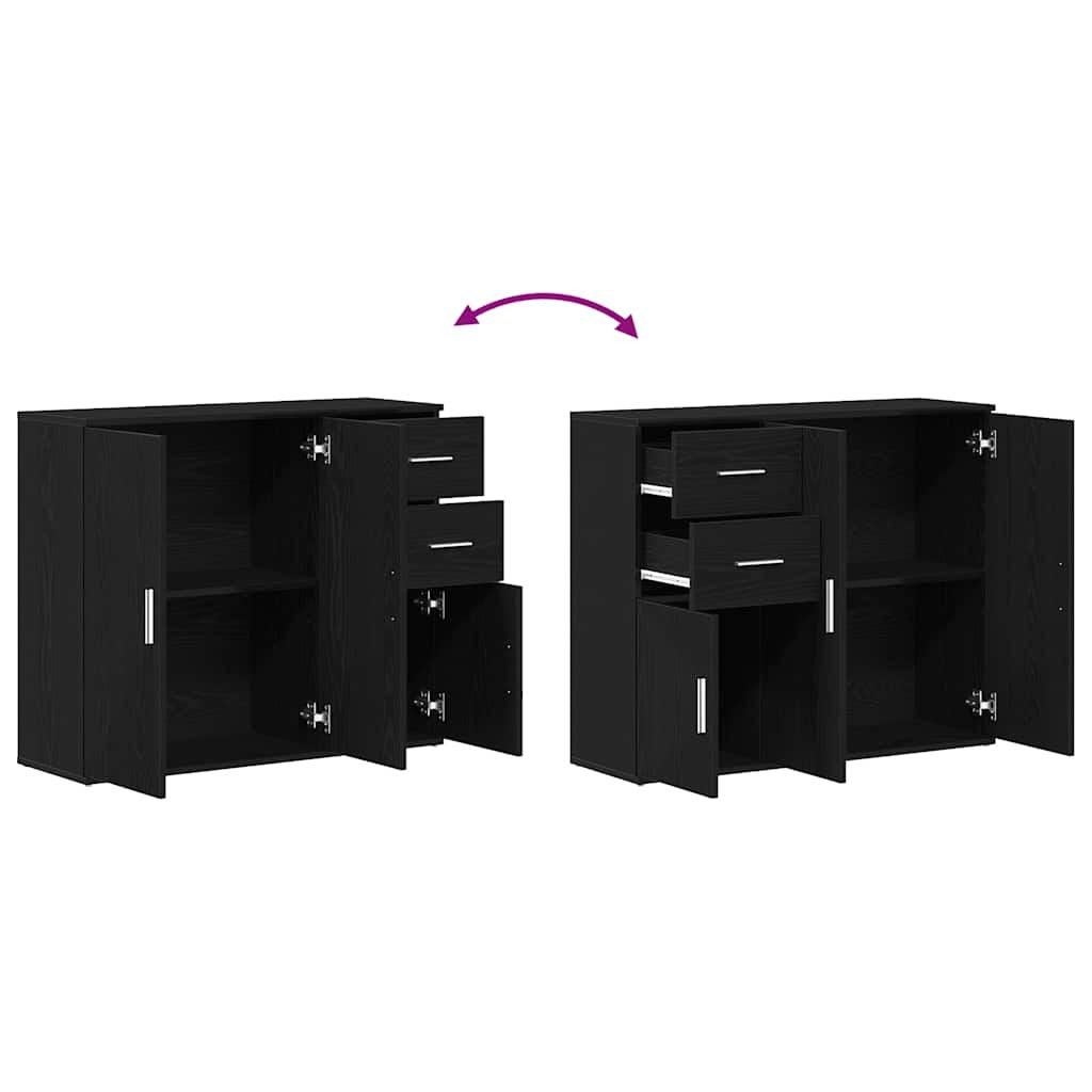 Sideboard Black Oak 91x29.5x75 cm Engineered Wood