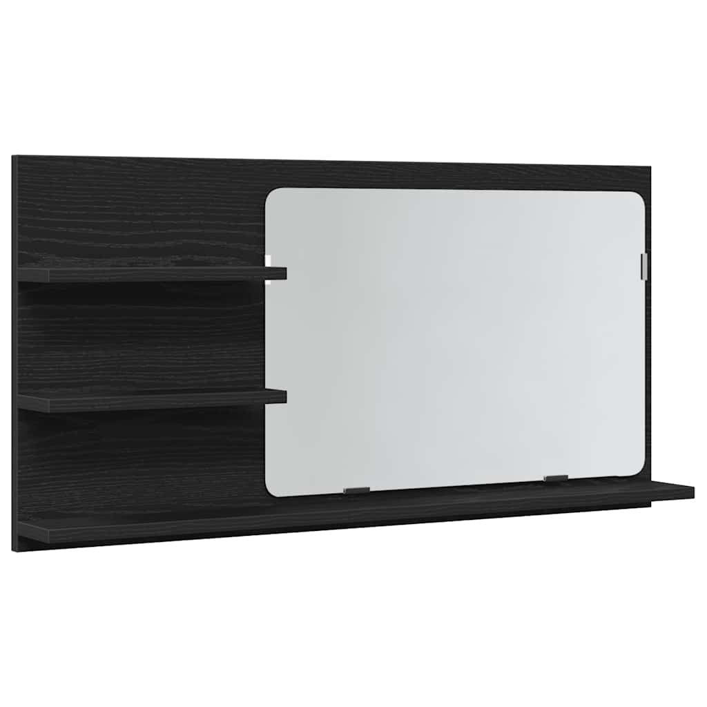 Bathroom Mirror Cabinet Black Oak 90x11x45 cm Engineered Wood