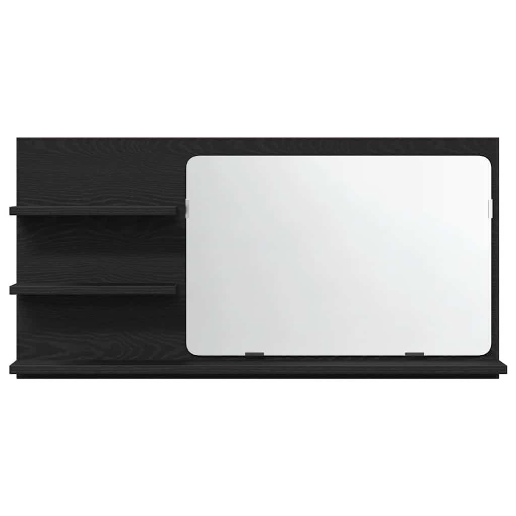 Bathroom Mirror Cabinet Black Oak 90x11x45 cm Engineered Wood