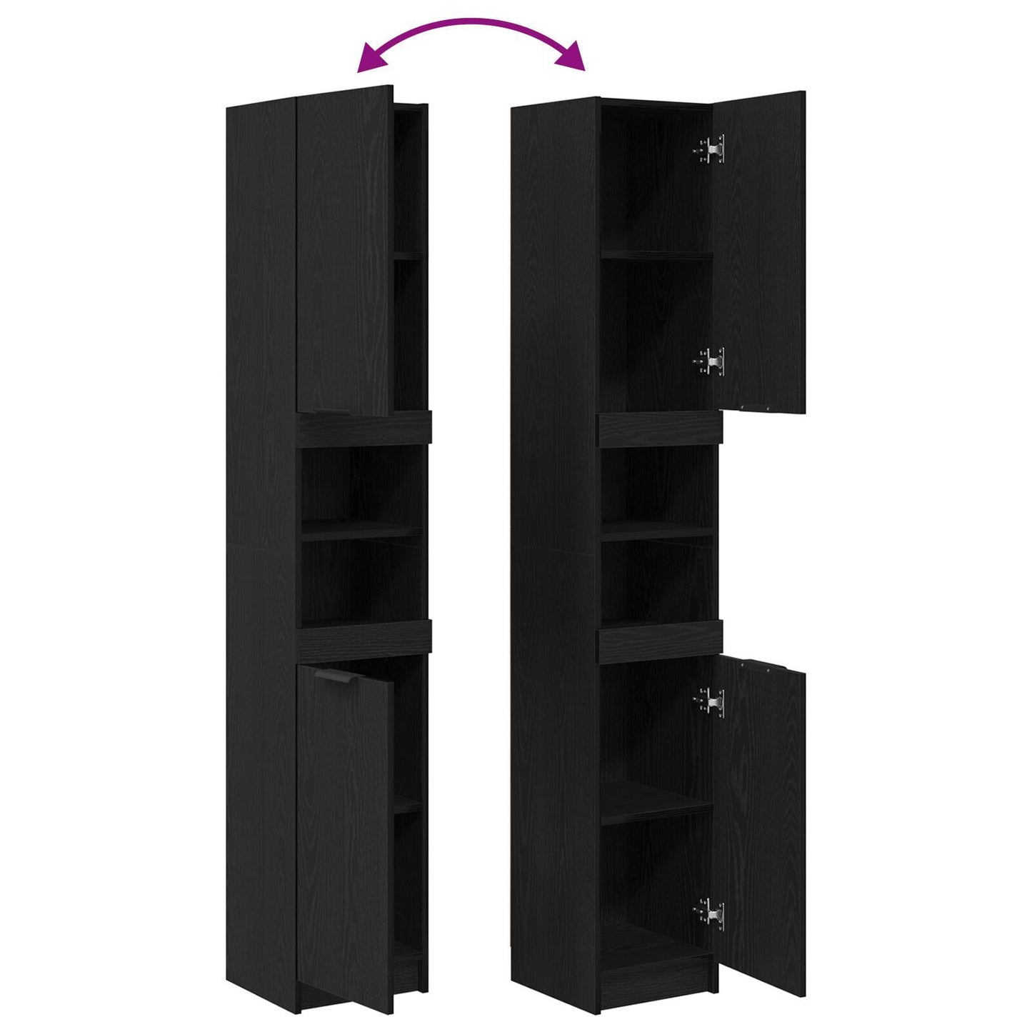 Bathroom Cabinet Black oak 32 x 34 x 188.5 cm Engineered Wood