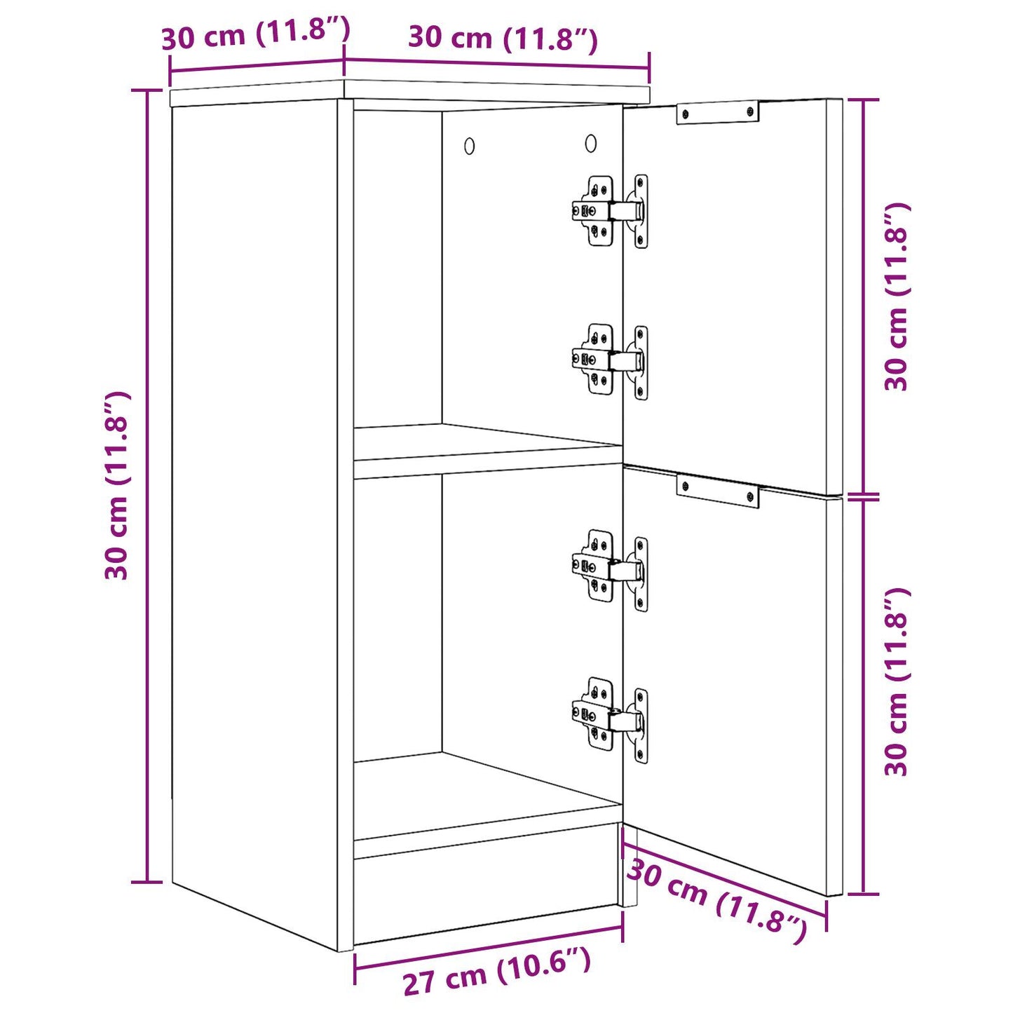 Sideboard 2 pcs Black oak 30 x 30 x 70 cm Engineered Wood