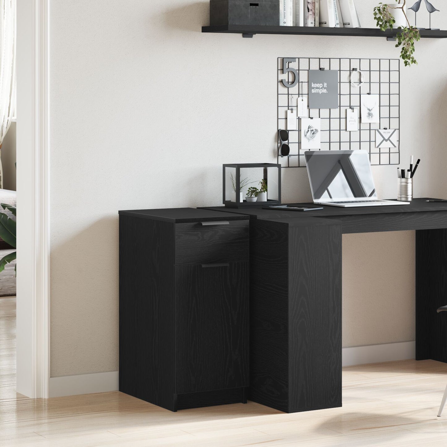 Office Cabinet Black Oak 33 x 50 x 75 cm Engineered Wood