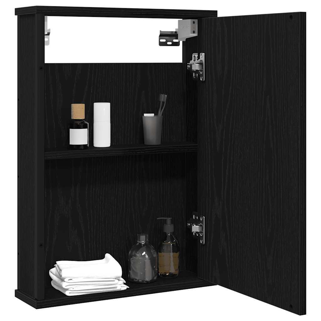 Bathroom Mirror Cabinet Black Oak 42x12x60 cm Engineered Wood
